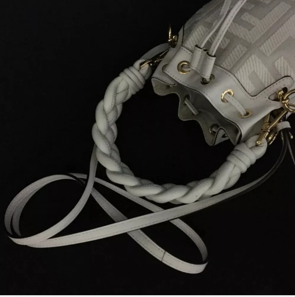 FENDI MON TRESOR Canvas Leather 2WAY Shoulder Bag White - Picture 5 of 10